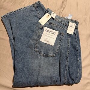 Good American Good Extreme Barrel Relaxed Fit Women’s Jeans in Indigo 15 NWT
